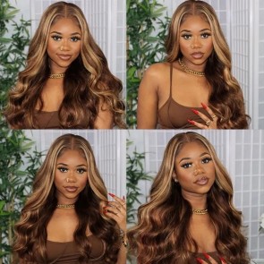 Hurela Lace Front Wigs Blonde Highlight Piano Colored Wigs Body Wave Hair Wigs TL412# Color 150% Density Facebook ad Special Sale