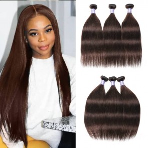 Hurela Cute Brazilian Straight Hair Weave Human Hair 3 Bundles Of Hair Deals 8-26 Inch #4 Color