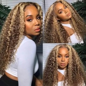 Hurela Highlight Wig T Part Wig Jerry Curly Hair Lace Wig TL412 Color 150% Density The Same Hair With AlwaysAmeera