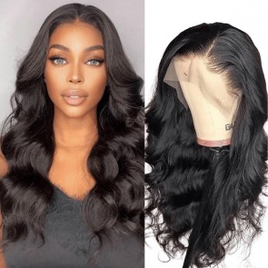 Hurela 100% Human All Virgin Hair T Part Wig Pre-pluck Baby Hair Body Wave Hair Lace Part Wig Natural Color 150% Density