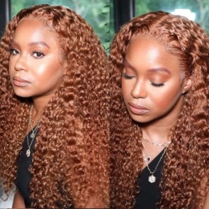 Hurela Realistic Jerry Curly Human Hair 13X4 Lace Front Wig 150% Density 10-24 Inch