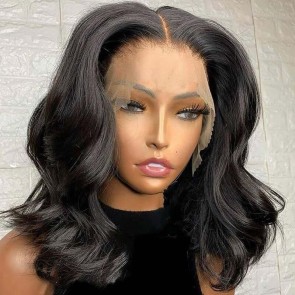 Hurela Affordable Short Bob Wig 13x5 T Part Lace Front Human Hair Wigs 150% Density