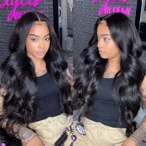 Hurela Body Wave 4x4 Lace Wig Human Hair Wigs 5x5 HD Swiss Lace Closure Natural Black Color Virgin Hair Wig