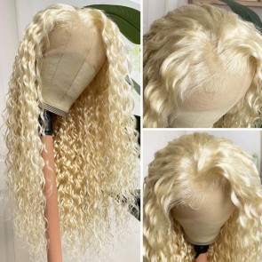 Hurela Water Wave Blond Wig 13x4 Lace Frontal Wig 150% Density With Pre plucked Wig Color #613