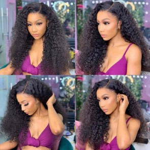 Hurela Kinky Curly 5x5 HD Lace Wigs 180% Density Lace Closure Wigs Pre Plucked