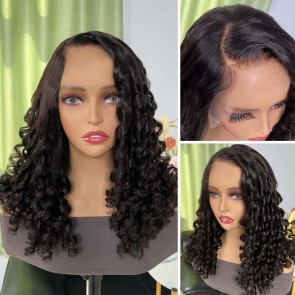 Hurela 13x4 Lace Front Big Deep Wave Human Hair Wig Natural Hairline With Pre Plucked