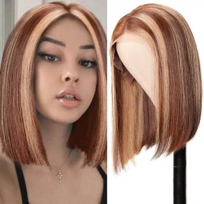 Hurela Blonde Bob Straight Human Hair Wig 13x4 Lace Front Wigs #TL412