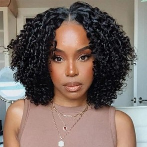 Hurela V Part Glueless Wigs Beginner Friendly Natural Scalp Kinky Curly Human Hair Wig