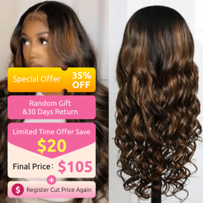 Hurela 13x4 Balayage #FB30 Body Wave Highlight Color Human Hair Lace Front Wigs 150% Density