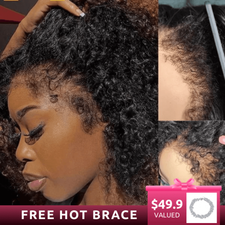 Hurela Cheap 4x0.75 Transparent Lace Part Realistic 13x4 Lace Closure Kinky Curly Glueless Human Hair Wigs