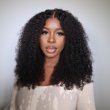 Hurela Cheap 13x4 Lace Front Realistic Kinky Curly Human Hair Wigs