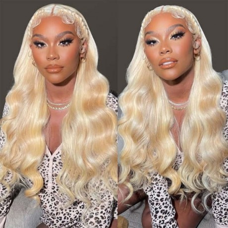 Hurela 13x4 Lace Front Wigs Pre Plucked #613 Blonde Body Wave Human Hair Wigs