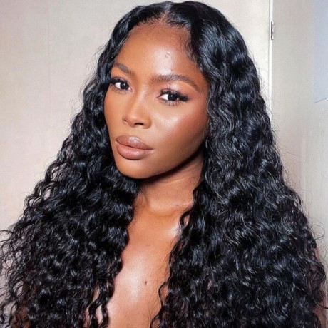 Hurela 13x4 Lace Front Human Hair Wigs Deep Curly Wave 150% Density Wavy Lace Front Wigs