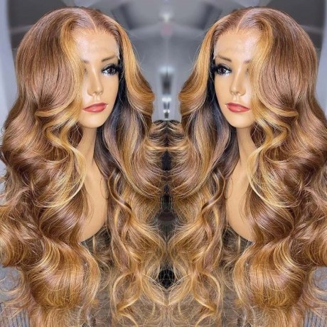 Hurela 13x5x0.5 Lace Part Wig #TL412 Body Wave 13x4 Lace Frontal Blonde Highlight Human Hair Wig