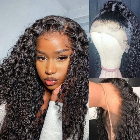 Hurela 13x4 Lace Front Wigs Jerry Curly Transparent Human Hair Wigs With Baby Hair