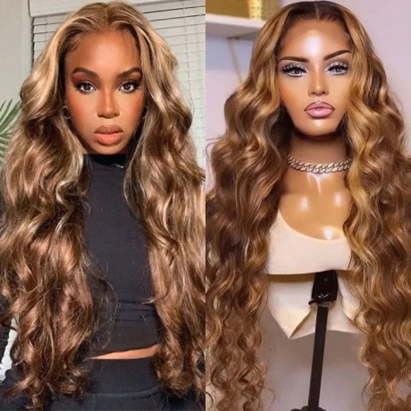 Hurela Highlights Hair 13X5X0.5 T Part Wig Body Wave Best Human Hair TL412 Colored Wigs