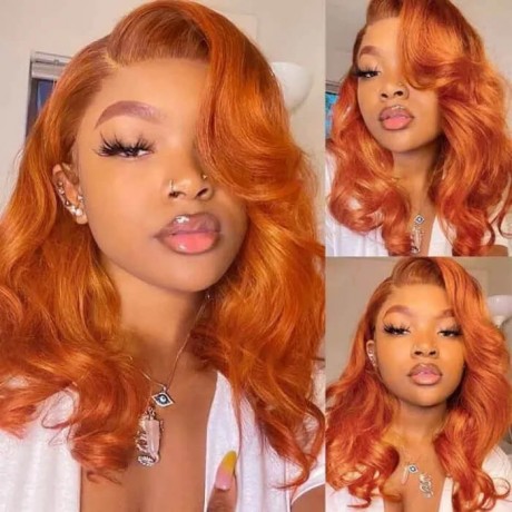 Hurela Orange Ginger Body Wave Lace Part Wig 150% Density Wigs Hairline #88J Color