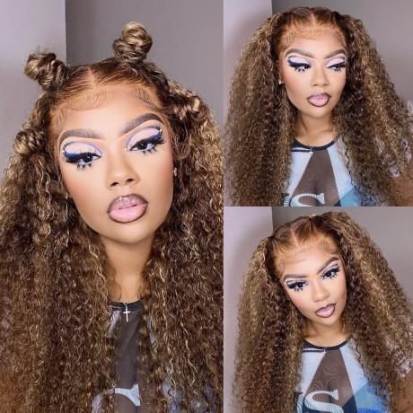 Hurela 13x4 Jerry Curly Lace Front Wigs Virgin Hair Wigs With Baby Hair #TL412