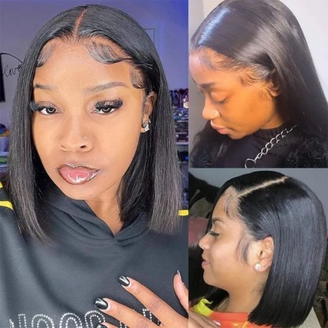 Hurela 4*4 Lace Closure Bob Wigs Lace Front Short Wigs Hurela Blunt Cut Bob Wigs