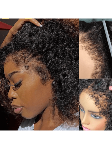 Hurela Cheap 4x4 Lace Front Realistic 13x4 Lace Closure Kinky Curly Human Hair Wigs