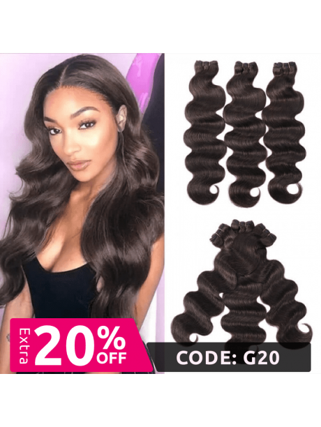Extra 20% OFF | Code: G20---Hurela Brazilian Human Hair 3 Bundles Deals Body Wave human hair 8-26 Inch #2 Color