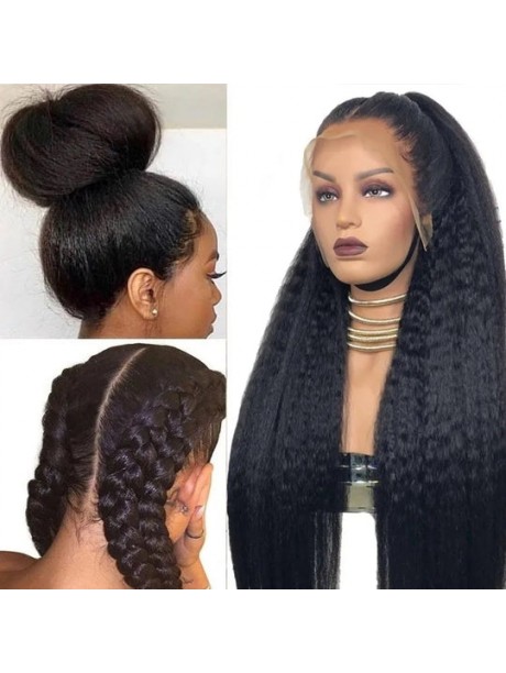 Hurela 4x4 Lace Closure Realistic Kinky Straight 13x4 Lace Frontal Kinky Edge 100% Human Hair Wigs