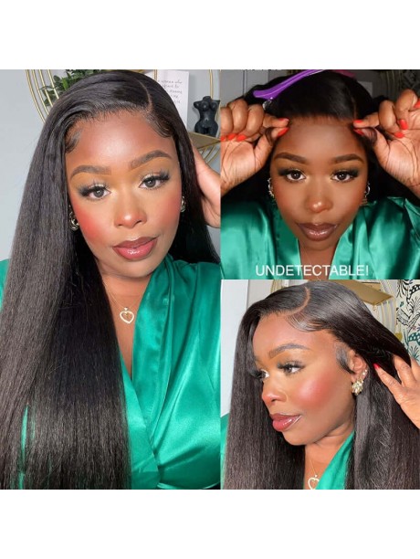 Hurela 4x0.75 Lace Part Realistic Kinky Straight 13x4 Transparent Lace Frontal Kinky Edge 100% Human Hair Glueless Wigs Get Simply Sherelle Same Hair Style
