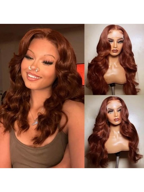 Hurela Reddish Brown Body Wave 13X5 Lace Part Wigs 13x4 Lace Frontal Pre-Plucked With Baby hair Get Teemalii Same Hair Style