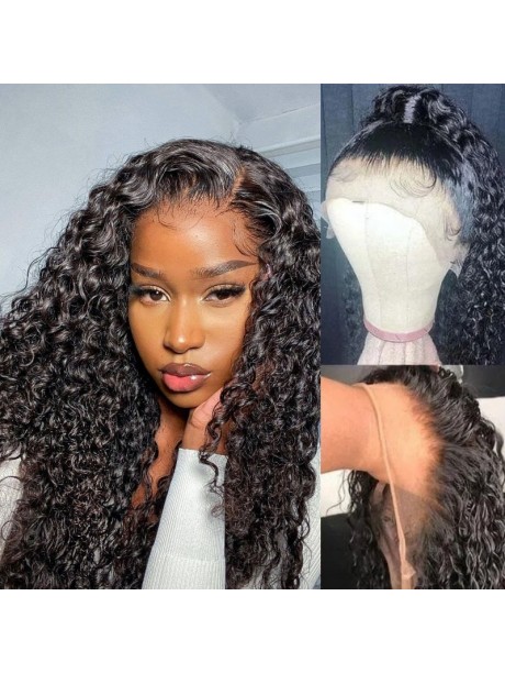 Hurela 13x4 Lace Front Wigs Jerry Curly Transparent 180% Density Human Hair Wigs With Baby Hair