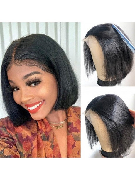 Hurela High Quality 4x4 Lace Closure 13x4 Lace Front Bob Wigs With Baby Hair Short Straight Human Hair 150% Density IAMSHERIKAB Same Hair