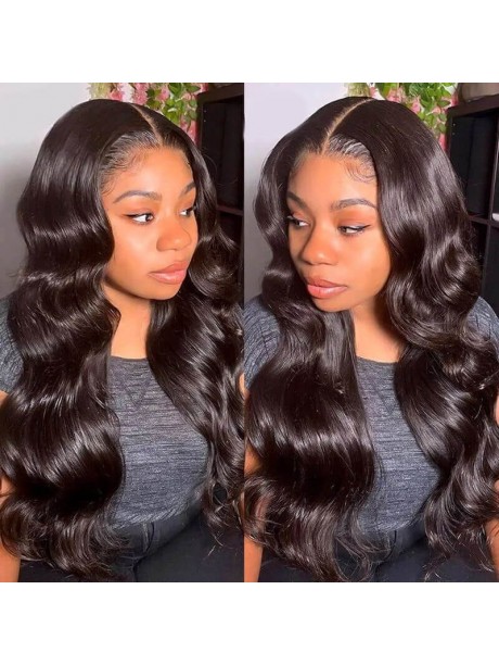 Hurela Pre-plucked 13X4 Lace Front Wigs Body Wave 150% density Natural Color