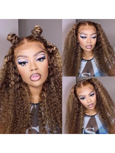 Hurela 13x4 Jerry Curly Lace Front Wigs Virgin Hair Wigs With Baby Hair #TL412