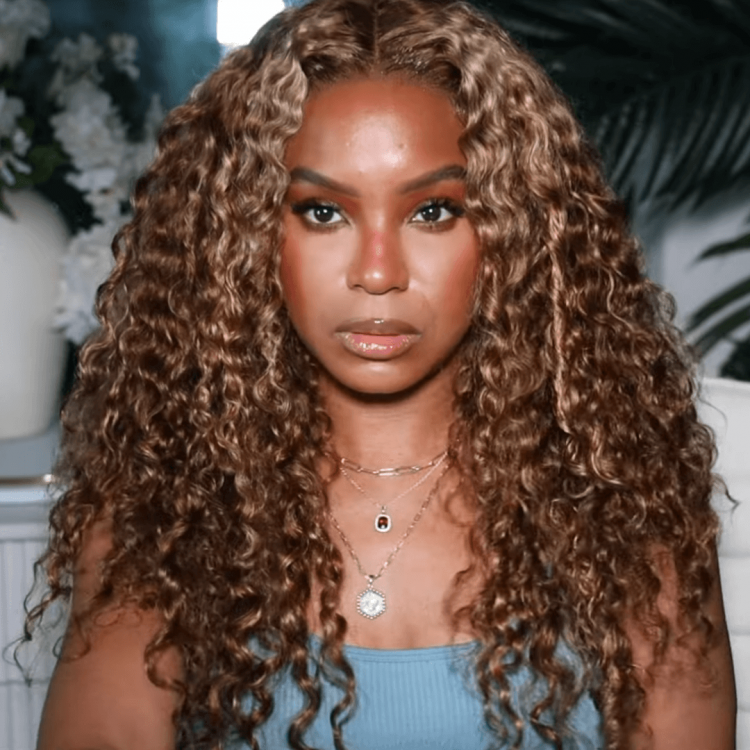 Hurela Honey Blond Highlight 13x4 Lace Front Jerry Curly Human Wigs With Baby Hair #TL412 Color 150% Density Facebook ad Special Sale