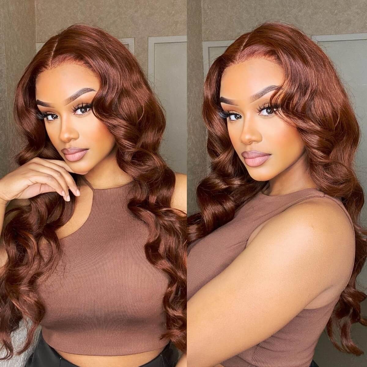 burgundy red straight hair wig 