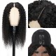 Hurela Quickly Change Dry Straight Or Wet Curly V Part Wig Wet And Wavy Hair Black Wigs 150% Density 