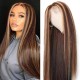 Hurela Blonde 13x5x0.5 Lace Part Straight Highlight Wig With Curly Edge Bangs And Baby Hair TL412 Color