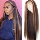 Hurela 13x4 Lace Front Wig Highlight Piano Color Human Hair Wig #TL412