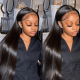Hurela 150% Density Long Straight 13x4 Lace Frontal Wigs Natural Color