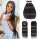Hurela 3 Bundles Hair Brazilian Straight Hairstyles 5X5 HD Lace Closure Free Part Human Hair Natural Color