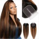 Hurela Peekaboo Highlights 4x4 Lace Closure With 4Bundles Long Straight Hair