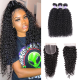 Hurela 7A Peruvian Virgin Hair Curly Weave Human Hair 3 Bundles With Lace Closure Deals