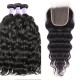 Hurela Hair 100% Human Virgin Hair Natural Wave Hair 4 Bundles With 4x4 Lace Closure