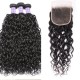 Hurela Hair Peruvian Hair Water Wave 3 Bundles With 4x4 Lace Closure