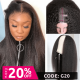 V Part Kinky Straight Human Hair Wigs No Lace No Glueless 150% Density