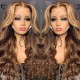 Hurela 13x4 Transparent Lace Front Glueless Wigs Blonde Highlight Piano Colored Wigs Body Wave Hair Wigs TL412# Color 150% Density