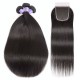 Hurela 3 Bundles Hair Brazilian Straight Hairstyles 5X5 HD Lace Closure Free Part Human Hair Natural Color