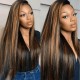 Hurela Peekaboo Highlights 4x4 Lace Closure With 4Bundles Long Straight Hair