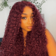 Hurela 99J Never Out Of Fashion Burgundy Colored Jerry Curly 4X0.75 Lace Part Human Hair Wig For Women Pre-Plucked Wig Facebook ad Special Sale