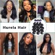 Hurela Hair 3 Bundles Body Wave Human Hair With 4x4 Lace Closure Peruvian Natural Black Hair