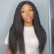 V Part Kinky Straight Human Hair Wigs No Lace No Glueless 150% Density